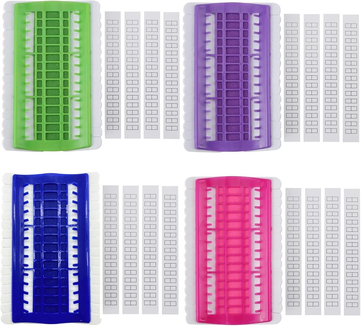 De 4x Borduurgaren Organizer 30 Posities - Groen, Blauw, Roze, Paars in één oogopslag