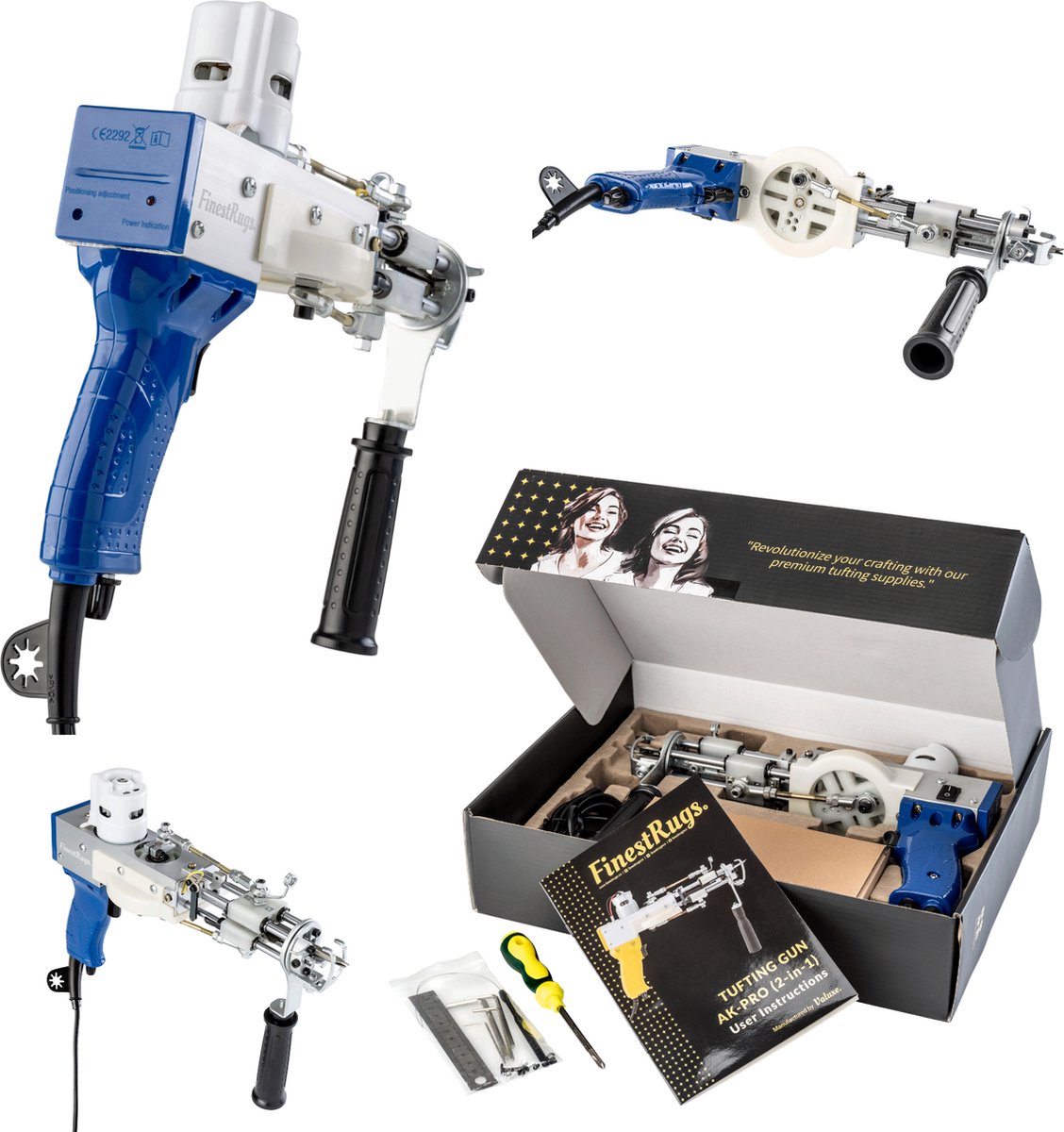 AK-DUO PRO Tufting Gun Beginnerspakket XL blauw