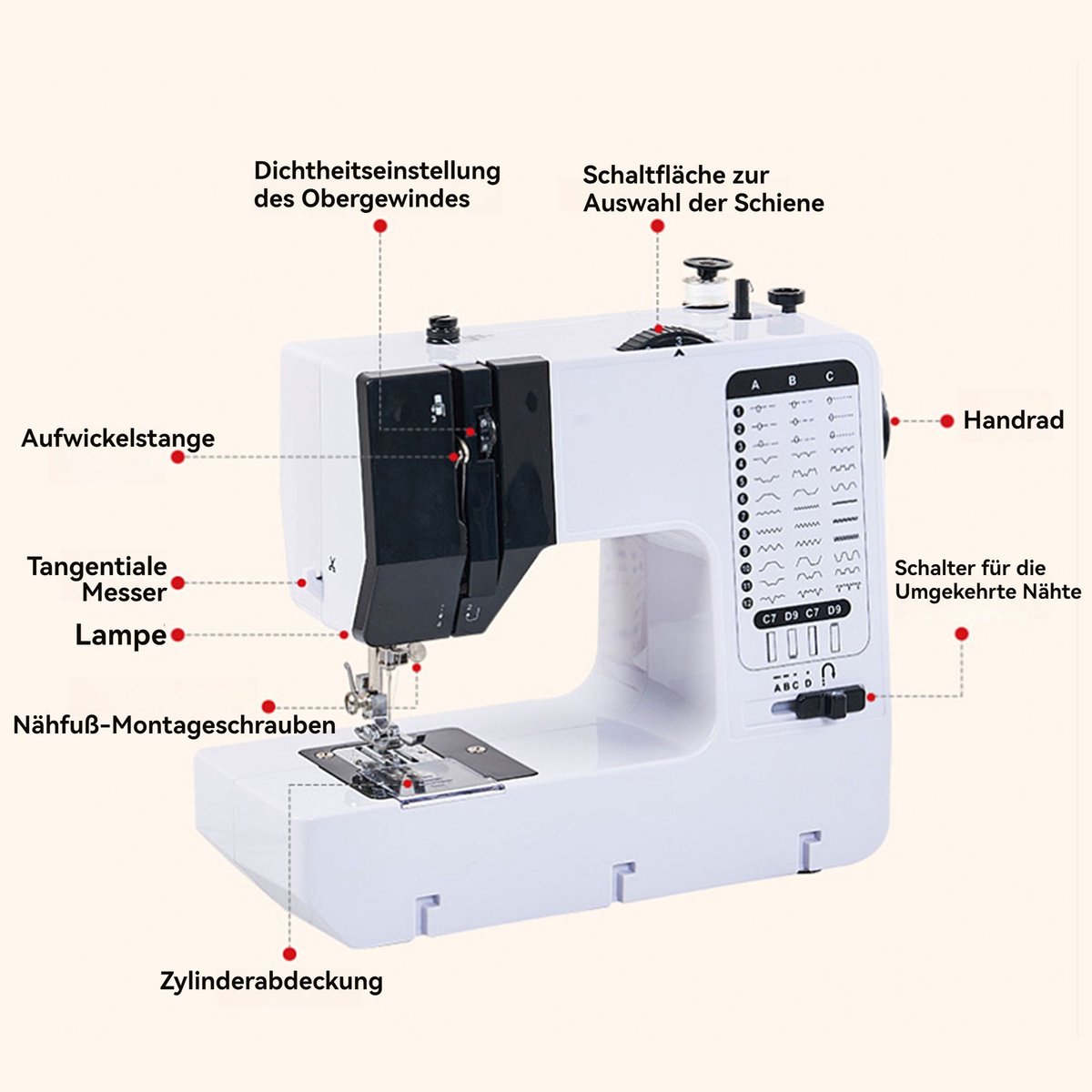 CHIWIN Elektrische Naaimachine met Verlengtafel