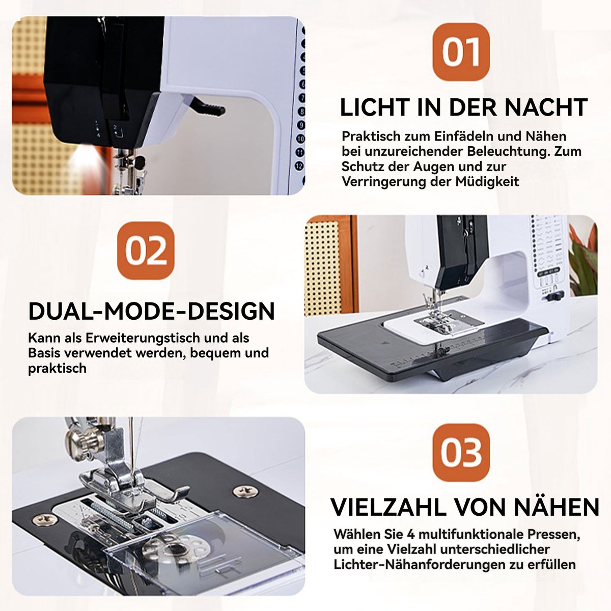 CHIWIN Elektrische Naaimachine met Verlengtafel