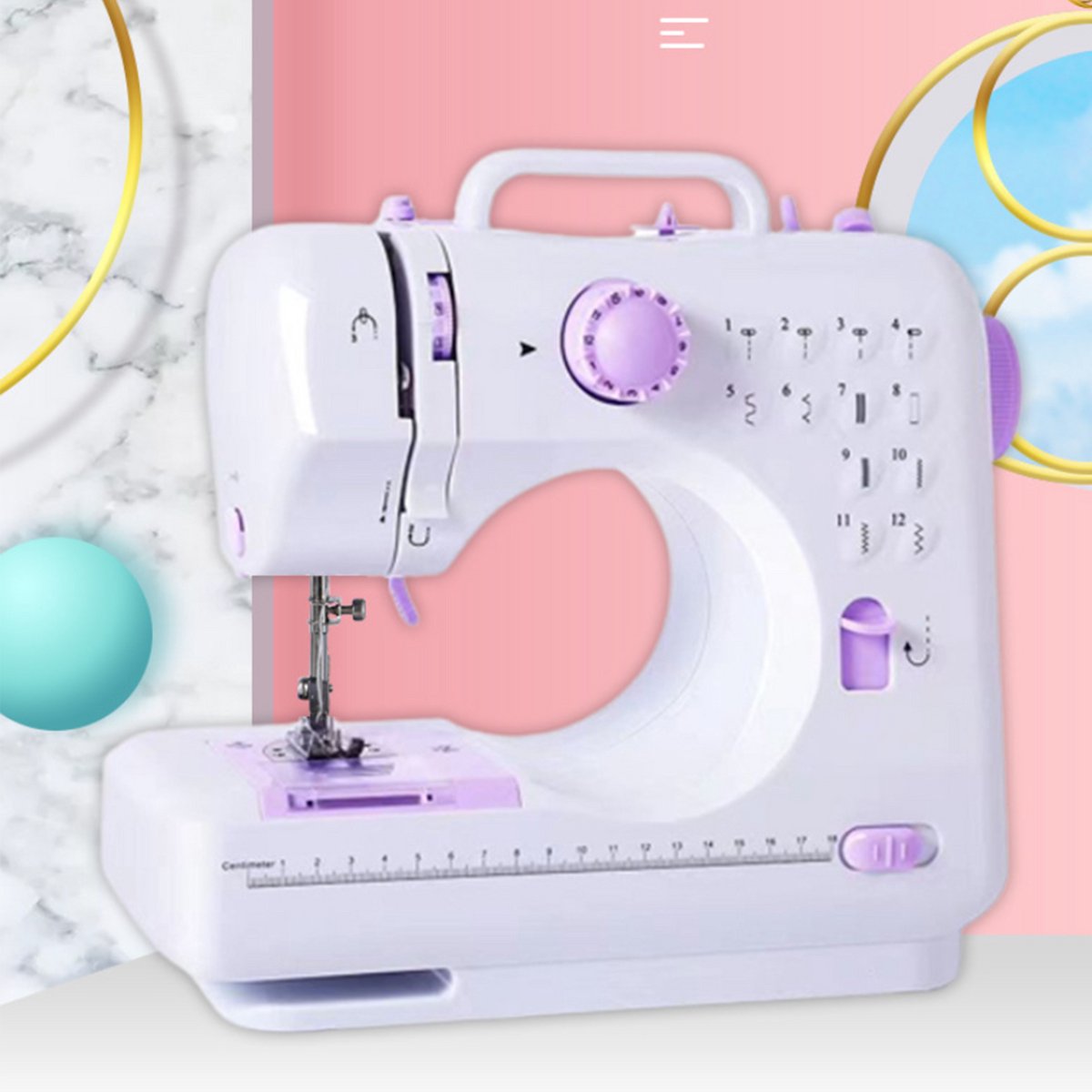 CHIWIN Mini Naaimachine met 12 Patronen en Accessoireset