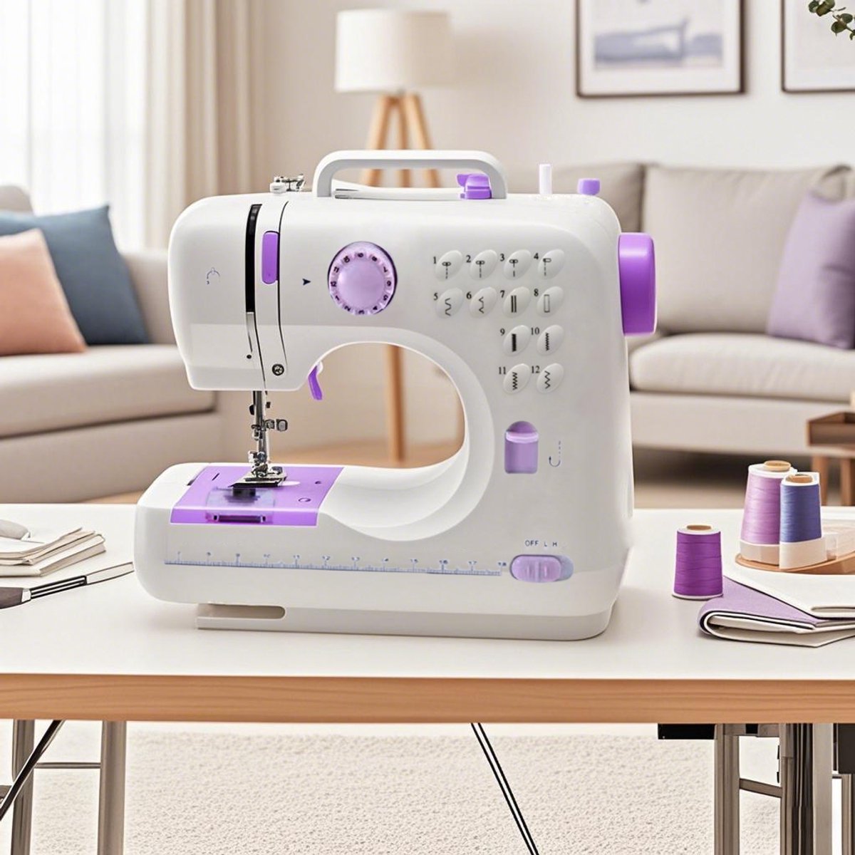 CHIWIN Mini Naaimachine met 12 Patronen en Accessoireset