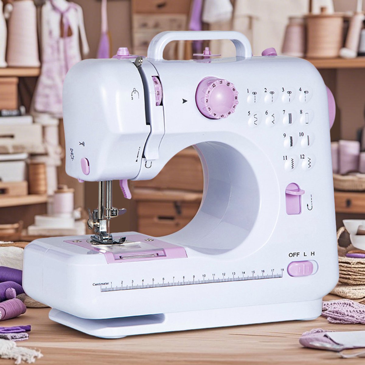 CHIWIN Mini Naaimachine met 12 Patronen en Accessoireset
