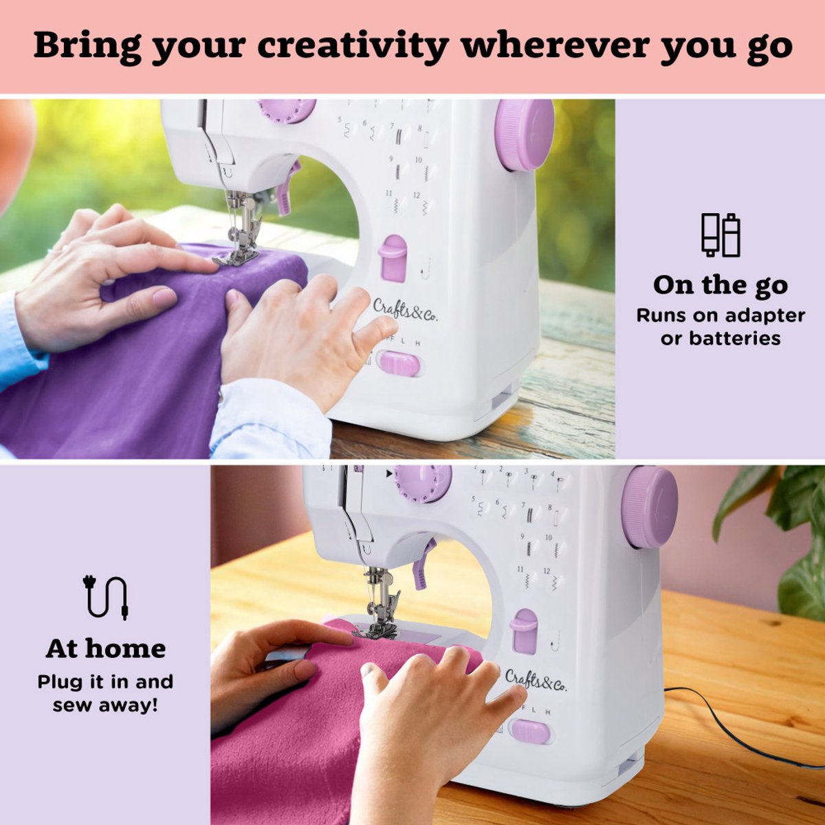 Crafts&Co Kindernaaimachine Wit met Naaiset