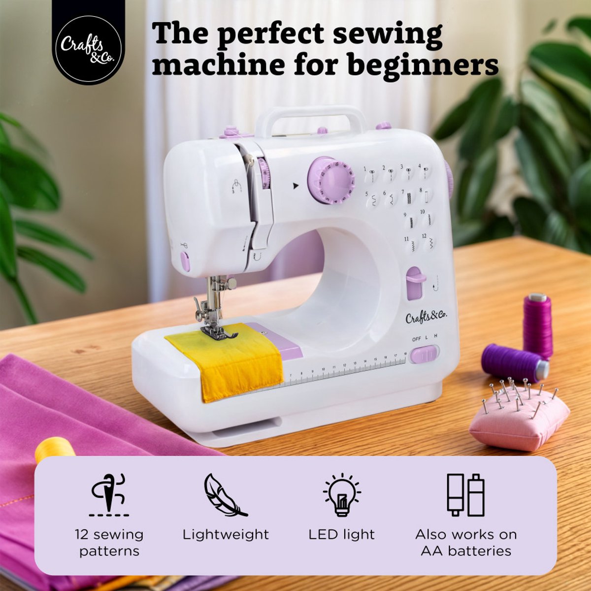 Crafts&Co Kindernaaimachine Wit met Naaiset