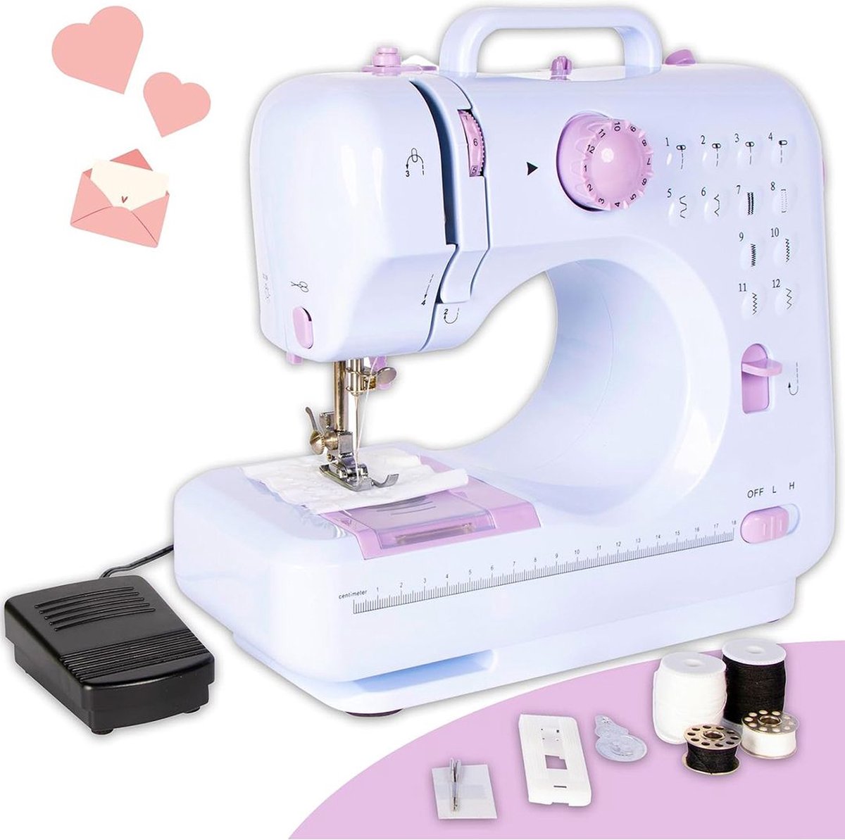 DailySupplies Naaimachine Kinderen Starterspakket Wit Lichtpaars
