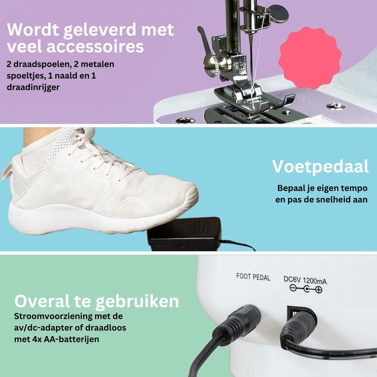 DailySupplies Naaimachine Kinderen Starterspakket Wit Lichtpaars