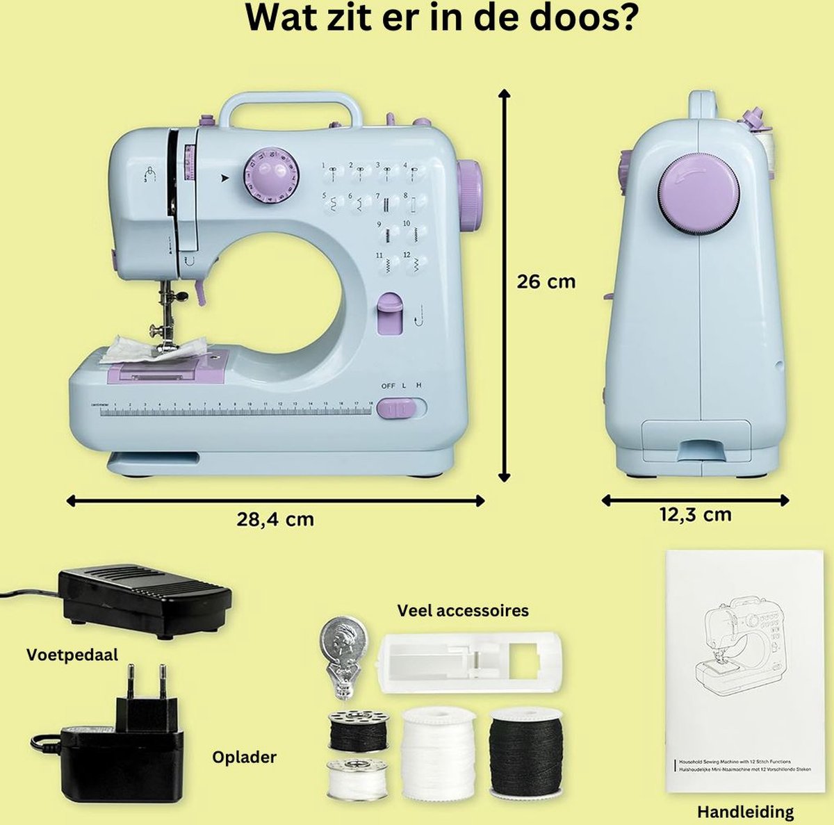 DailySupplies Naaimachine Kinderen Starterspakket Wit Lichtpaars