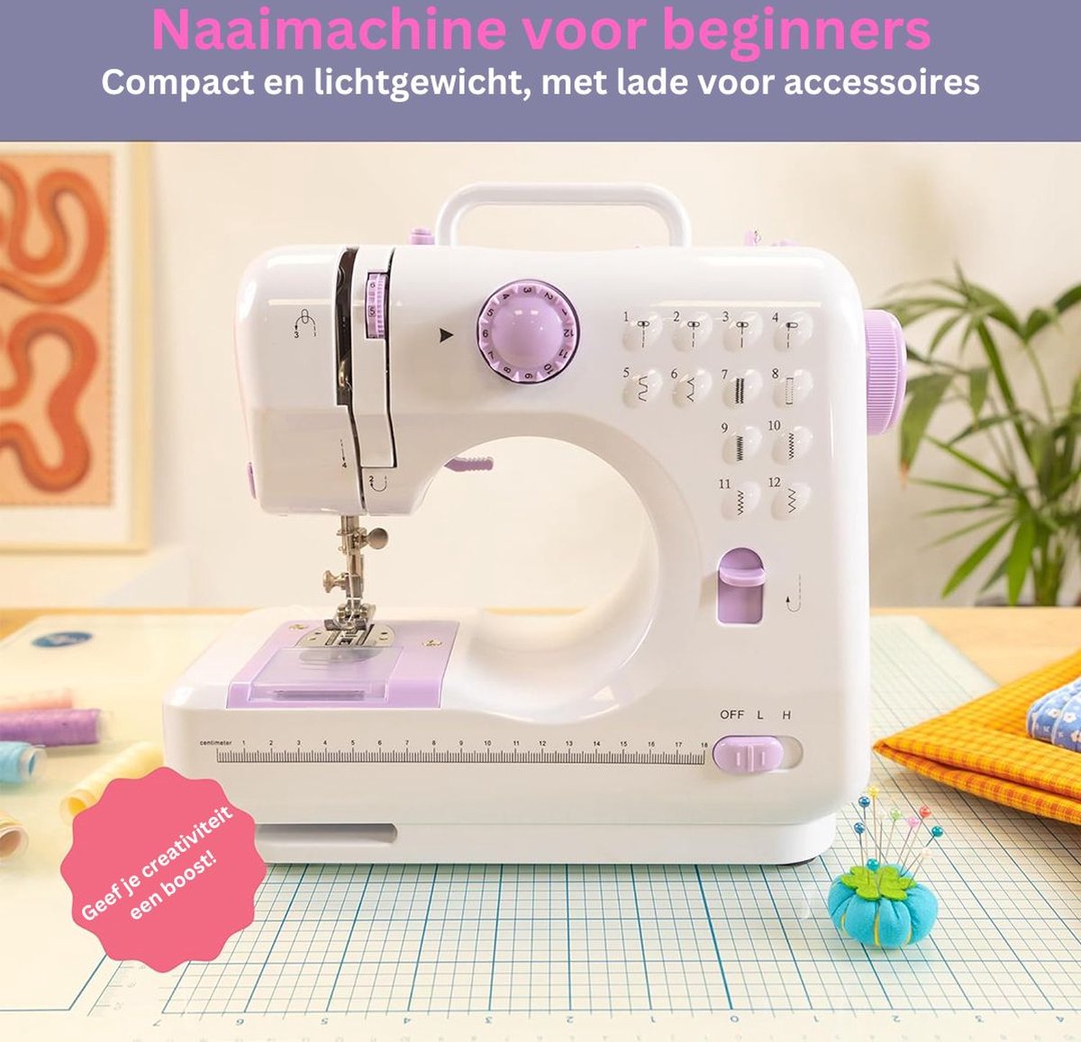 DailySupplies Naaimachine Kinderen Starterspakket Wit Lichtpaars