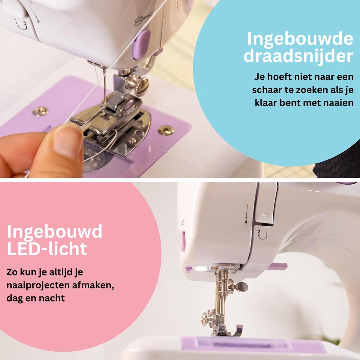 DailySupplies Naaimachine Kinderen Starterspakket Wit Lichtpaars