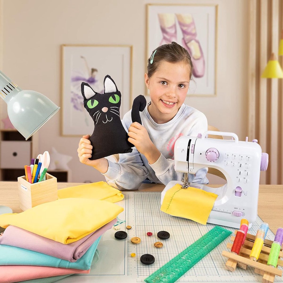 DailySupplies Naaimachine Kinderen Starterspakket Wit Lichtpaars
