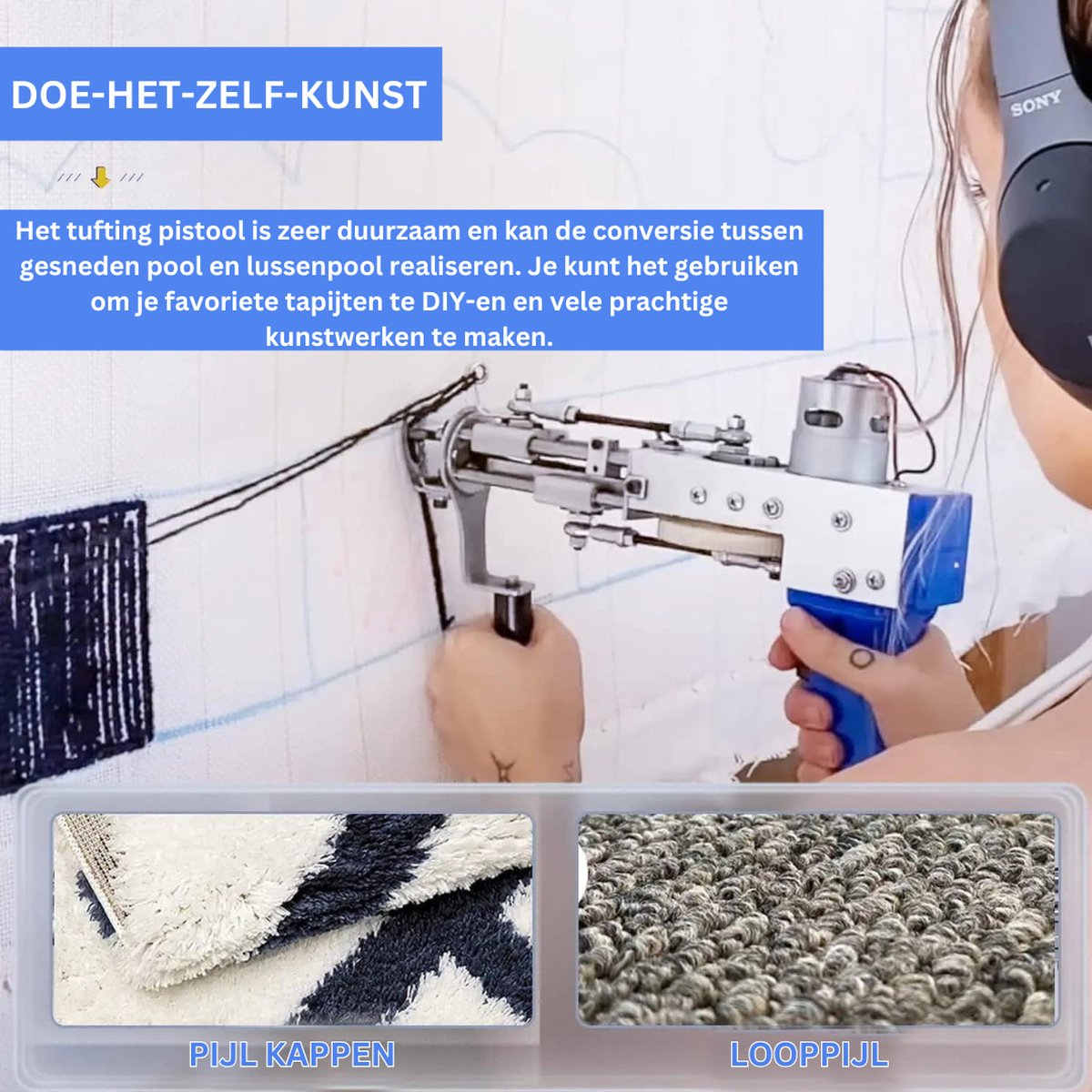 DailySupplies Premium Tufting Gun Beginnerspakket Blauw