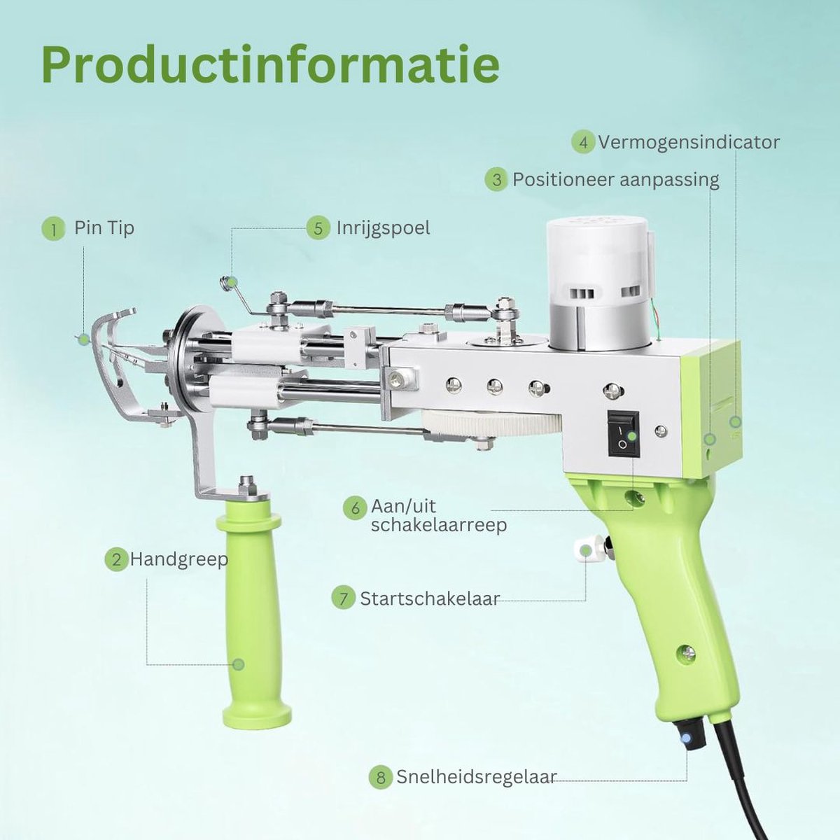 DailySupplies Premium Tufting Gun Beginnerspakket Groen