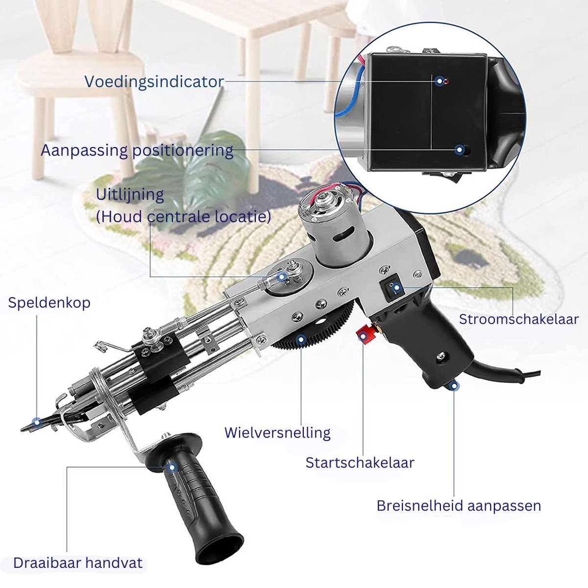 DailySupplies Premium Tufting Gun Beginnerspakket Zwart