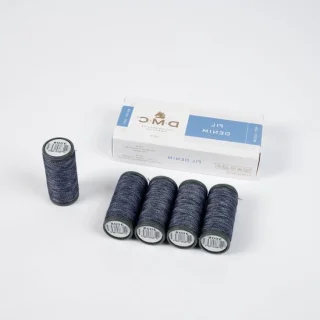 Denim naaigaren - 500 meter - donkerblauw gemêleerd