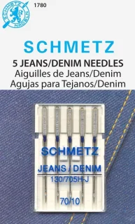 Denim naalden 5 stuks zilver