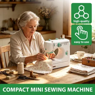 Draagbare elektrische naaimachine mini formaat met 42-delige naaiaccessoires voor beginners - ShopVlot
