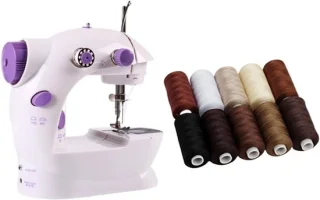 Draagbare mini naaimachine bruin
