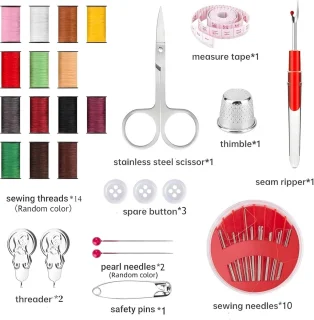 Draagbare naaikit reparatieset 16 x 10 cm multicolor