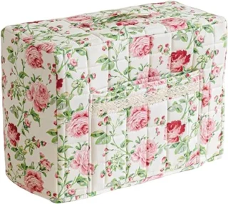 Draagtas naaimachine met bloemenprint en kant, 43 x 35 x 24 cm
