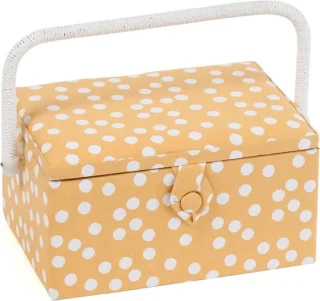 Gift exclusieve medium naaidoos met PVC-handgreep, gele stippen