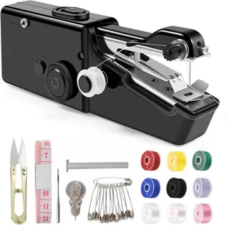Handmatige naaimachine mini, zwart, 21 cm