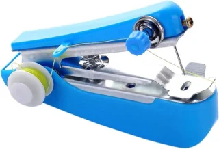 Handnaaimachine mini naaiapparaat, 11 x 7 x 4 cm, blauw