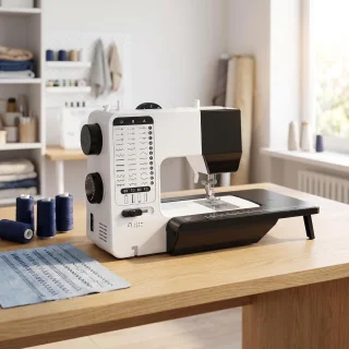 De Industriële naaimachine wit in één oogopslag