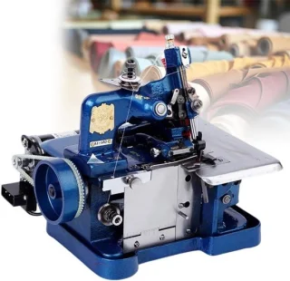 Industriële overlockmachine blauw