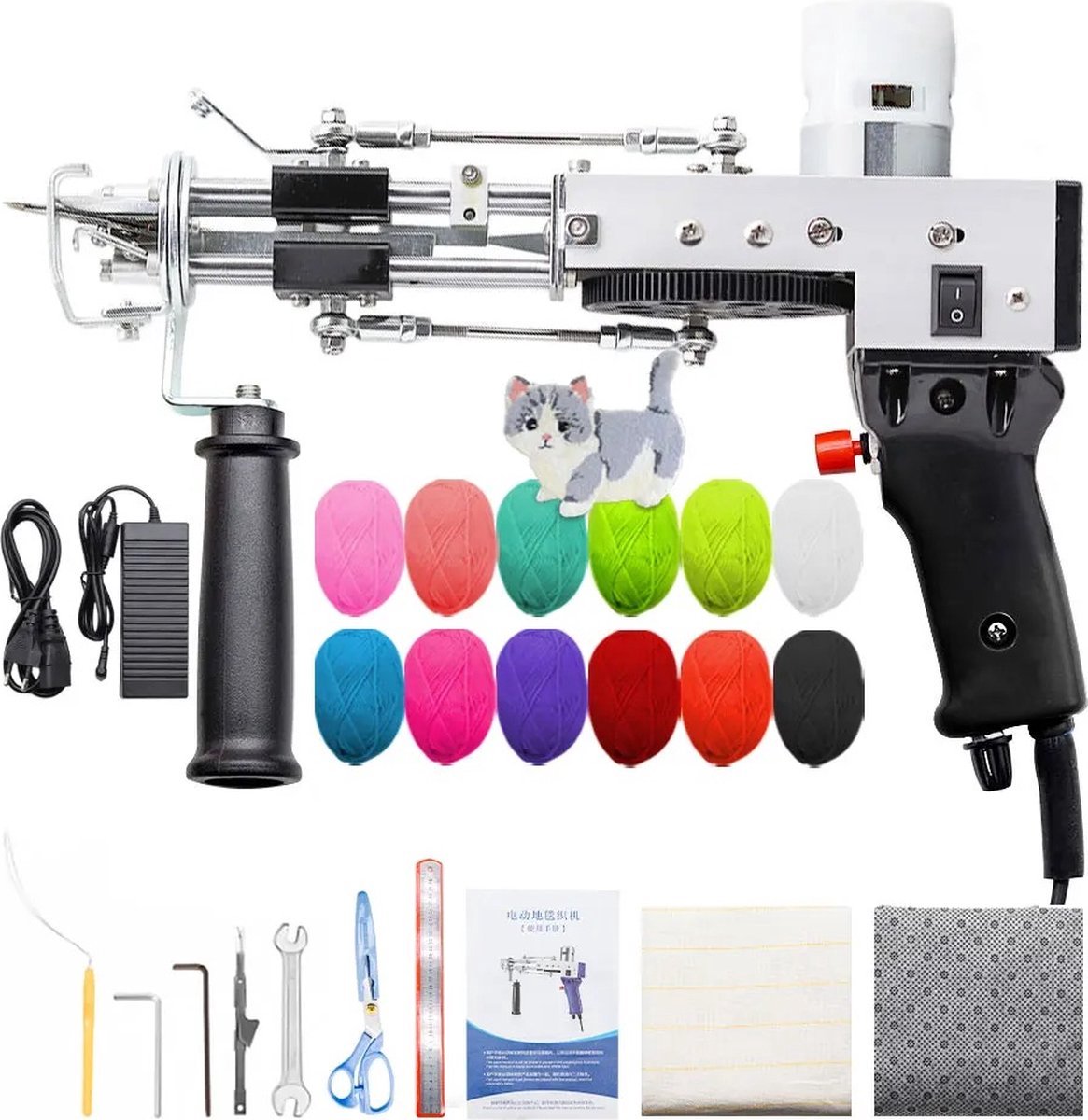 De Kibus Tufting Gun 2in1 Zwart Starterskit in één oogopslag