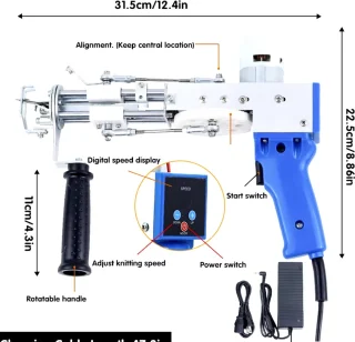 Kibus Tufting Gun 2in1 Zwart Starterskit