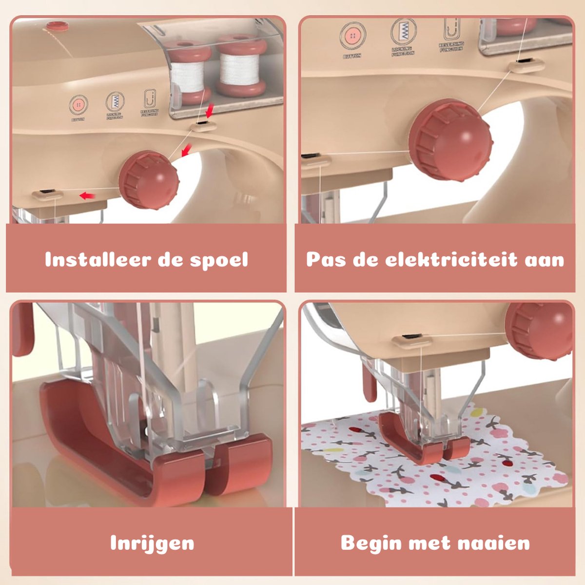 Kindernaaimachine Beige met Voetpendaal 12,7x2,5x10,2 cm