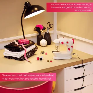 Kindernaaimachine Mini Wit/Roze met Voetpendaal