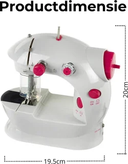 Kindernaaimachine Mini Wit/Roze met Voetpendaal