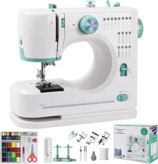 Kindernaaimachine - wit - mini elektronische naaimachine met 16 steken