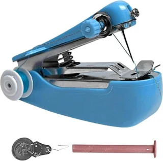 Kleine naaimachine 12 cm blauw