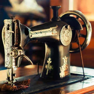 Lederen vintage naaimachine-riem