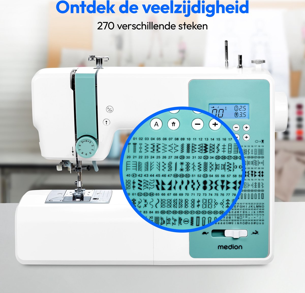 Wat vinden we goed aan de MEDION MD11881 digitale naaimachine SD36 turquoise