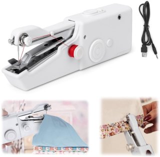 De Merkloos Mini Elektrische Draagbare Naaimachine - Wit (21 x 6,5 cm) in één oogopslag