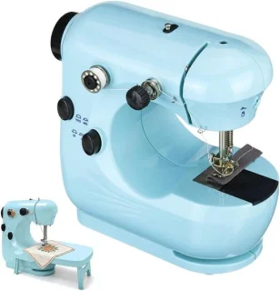 Mini draagbare naaimachine - 20 x 10 x 19 cm - blauw