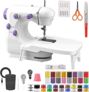 Mini draagbare naaimachine wit paars