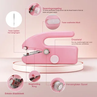 Mini elektrische handnaaimachine - roze