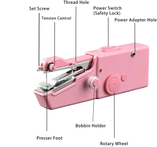 Mini elektrische naaimachine handmodel - roze
