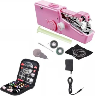 Mini handnaaimachine 20.5 cm roze