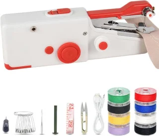 Mini handnaaimachine 22 x 9 cm rood