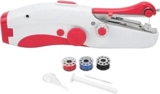 Mini-naaimachine - Elektrische dubbele naald - Rood