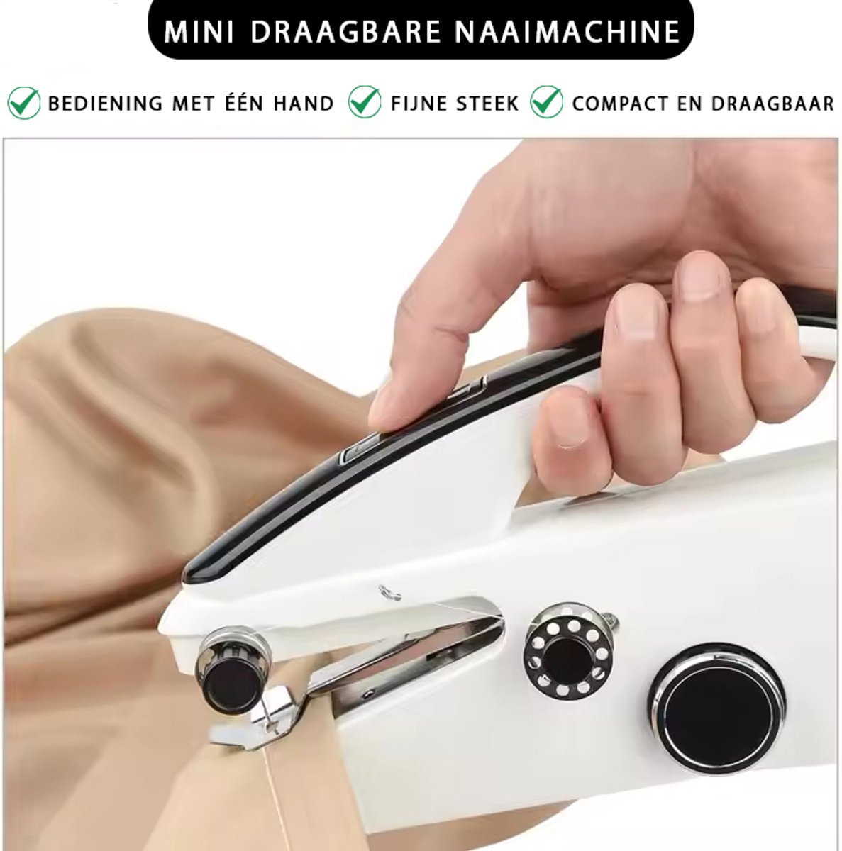 Mini Naaimachine Handnaaimachine Draadloos Compact Met Accessoires
