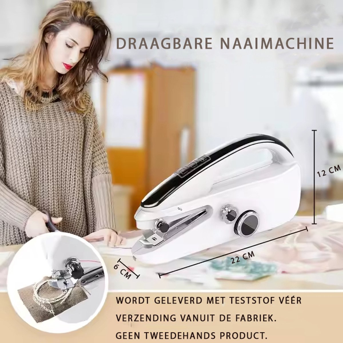 Mini Naaimachine Handnaaimachine Draadloos Compact Met Accessoires