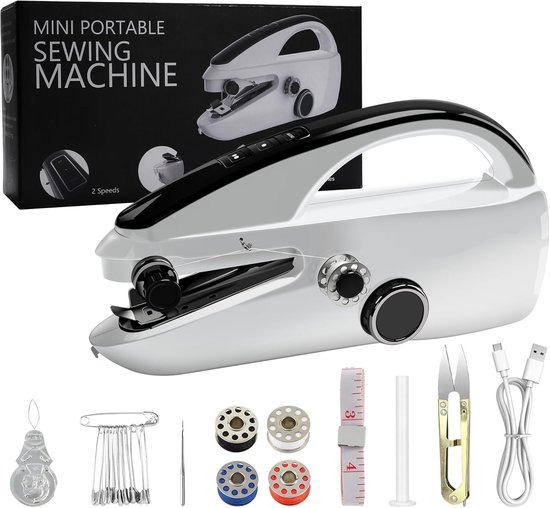 Mini Naaimachine Handnaaimachine Draadloos Compact Met Accessoires