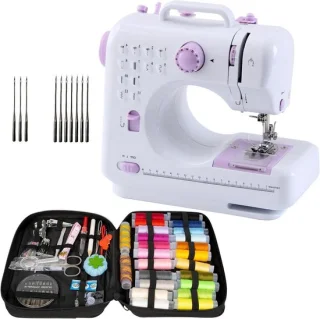 Mini Naaimachine met Naaiset - Wit/Lila